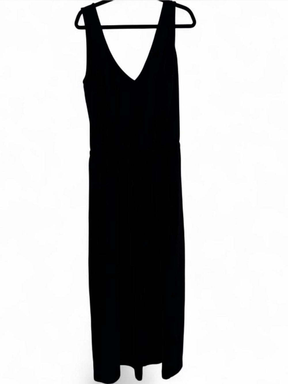 Three Dots Sleeveless Jersey Knit Wide Leg Jumpsuit with Waistband Tie -BLACK XL